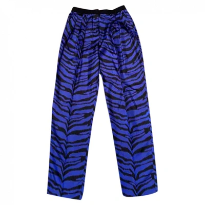Pre-owned Emanuel Ungaro Silk Carot Pants In Blue