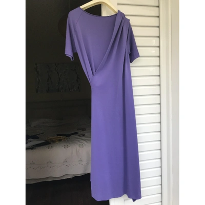 Pre-owned Jil Sander Wool Mid-length Dress In Purple