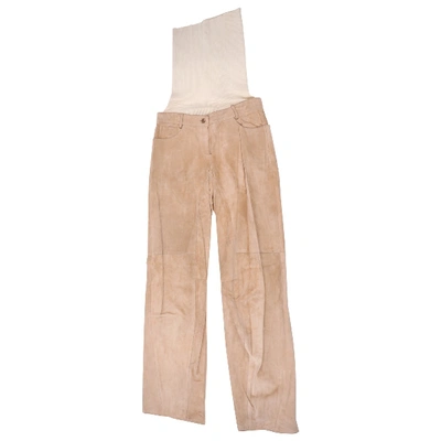 Pre-owned Dior Beige Leather Trousers