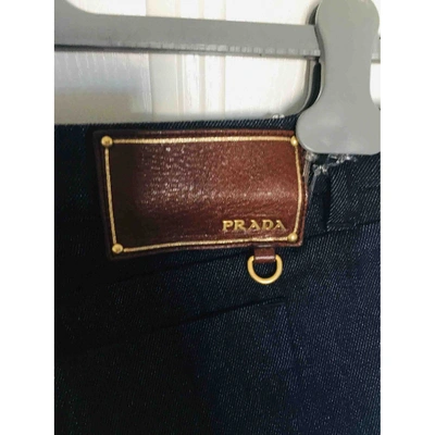 Pre-owned Prada Straight Pants In Navy