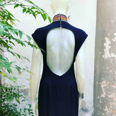 Pre-owned Tamara Mellon Linen Maxi Dress In Black