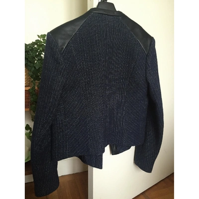 Pre-owned Maje Short Tweed Jacket In Blue