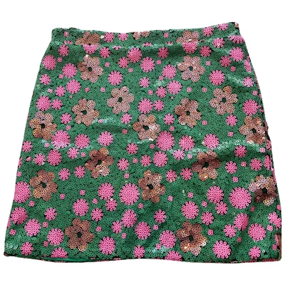 Pre-owned Topshop Tophop  Green Glitter Skirt