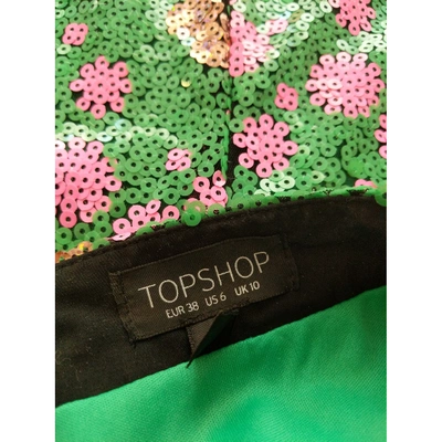 Pre-owned Topshop Tophop  Green Glitter Skirt
