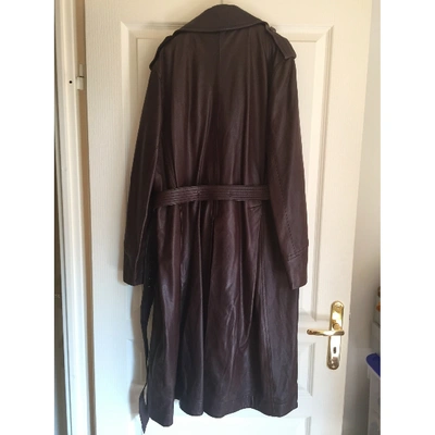 Pre-owned Paul Smith Leather Coat In Brown
