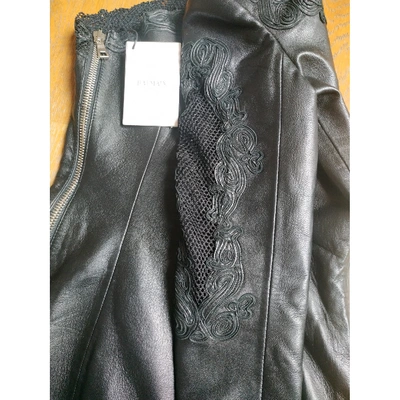 Pre-owned Balmain Leather Mini Dress In Black
