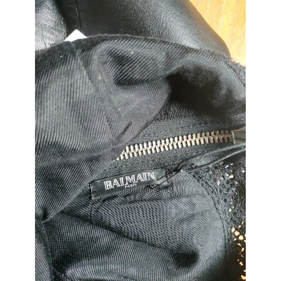 Pre-owned Balmain Leather Mini Dress In Black