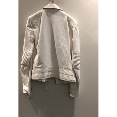 Pre-owned Roberto Cavalli Leather Biker Jacket In White