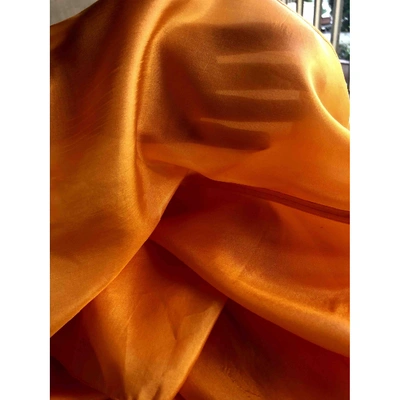 Pre-owned Celine Silk Mid-length Dress In Orange