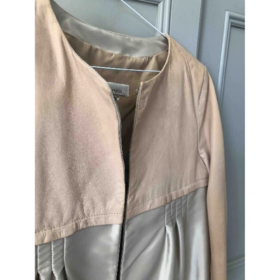 Pre-owned Pinko Beige Leather Coat