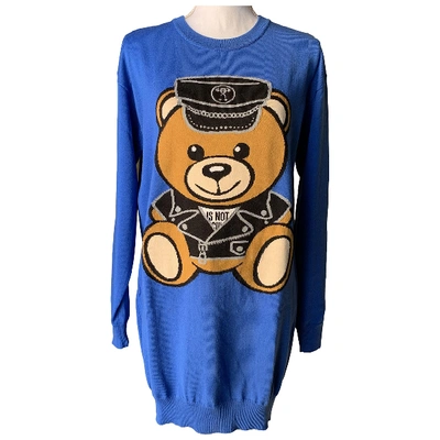 Pre-owned Moschino Wool Mini Dress In Blue