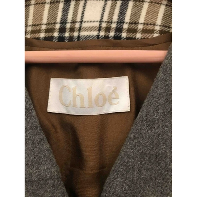 Pre-owned Chloé Wool Coat In Grey