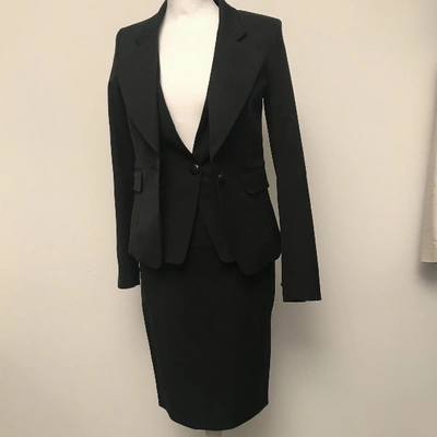 Pre-owned Pinko Wool Skirt Suit In Black