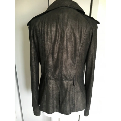 Pre-owned Burberry Leather Jacket In Metallic