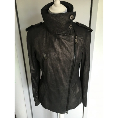 Pre-owned Burberry Leather Jacket In Metallic