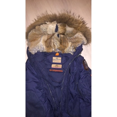 Pre-owned Parajumpers Blue Raccoon Coat