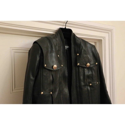 Pre-owned Balmain Black Leather Leather Jacket