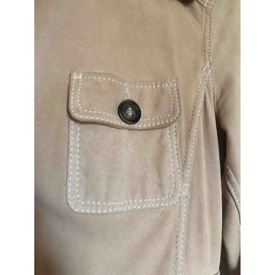 Pre-owned Dolce & Gabbana Leather Trench Coat In Camel