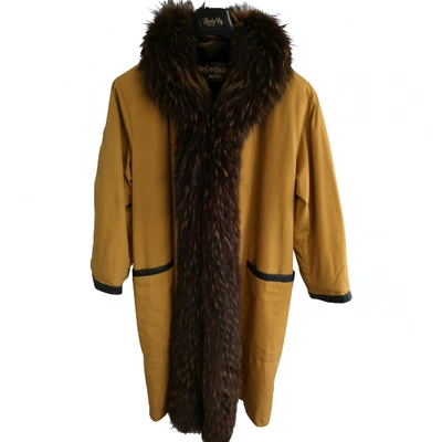 Pre-owned Saint Laurent Yellow Fox Coat