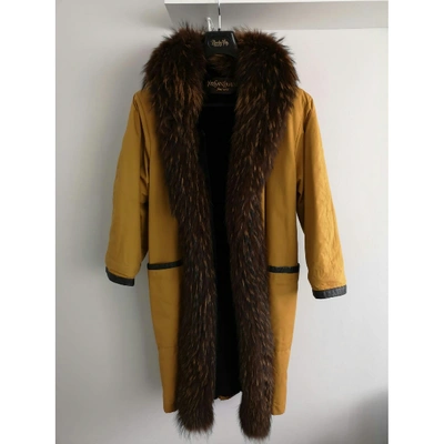 Pre-owned Saint Laurent Yellow Fox Coat