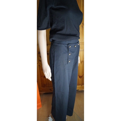 Pre-owned Ferragamo Straight Pants In Black