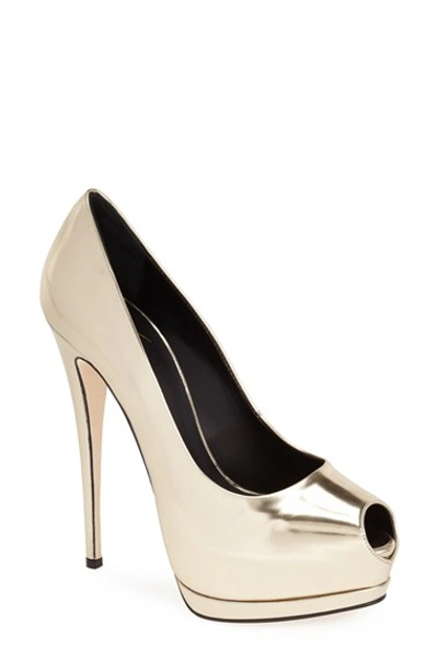 Giuseppe Zanotti 'sharon' Platform Pump (women) In Platino Specchio Leather