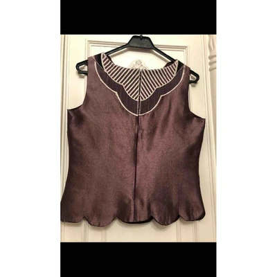 Pre-owned Miu Miu Silk Blouse In Burgundy