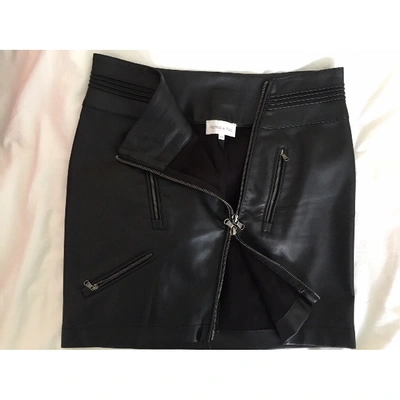 Pre-owned Patrizia Pepe Leather Mini Skirt In Black