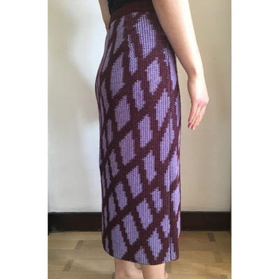 Pre-owned Christian Wijnants Wool Mid-length Skirt In Burgundy