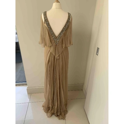 Pre-owned Alberta Ferretti Silk Maxi Dress In Beige