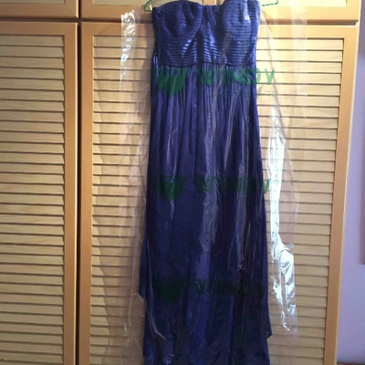 Pre-owned Bcbg Max Azria Silk Maxi Dress In Blue