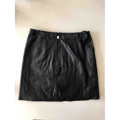 Pre-owned French Connection Leather Mini Skirt In Black