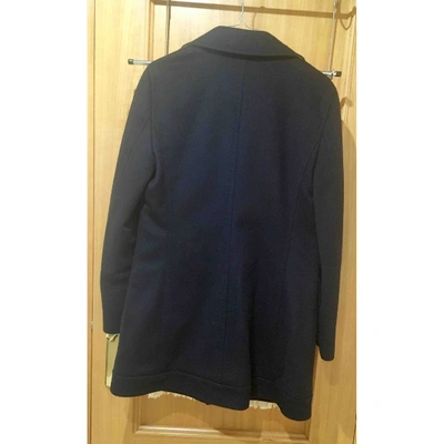 Pre-owned Burberry Wool Caban In Navy