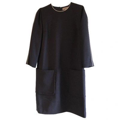 Pre-owned Mulberry Wool Mid-length Dress In Navy