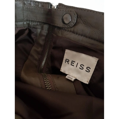 Pre-owned Reiss Leather Mid-length Skirt In Green