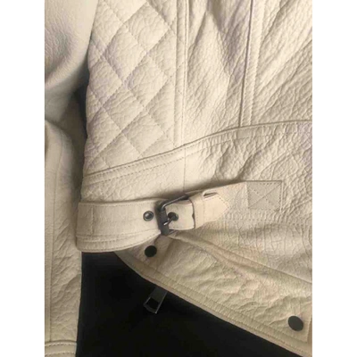 Pre-owned Burberry Leather Biker Jacket In White