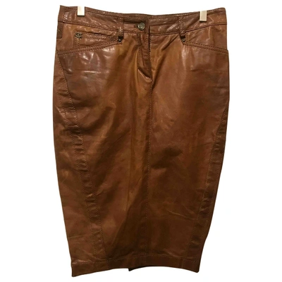 Pre-owned Just Cavalli Leather Mid-length Skirt In Brown