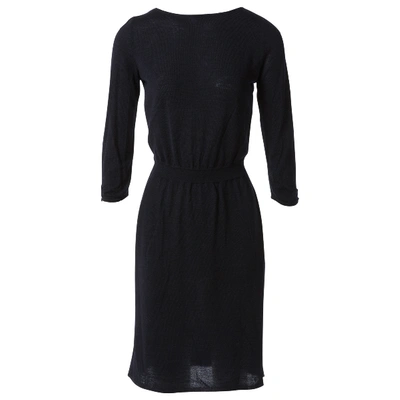 Pre-owned Azzaro Wool Mid-length Dress In Navy