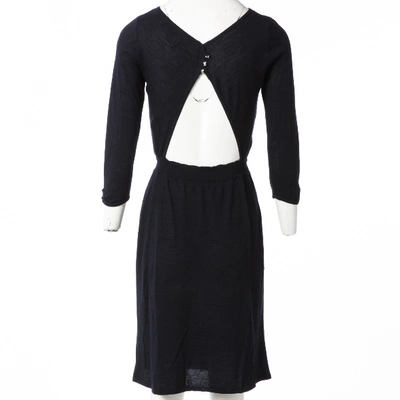 Pre-owned Azzaro Wool Mid-length Dress In Navy