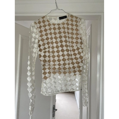 Pre-owned David Koma Lace Blouse In White