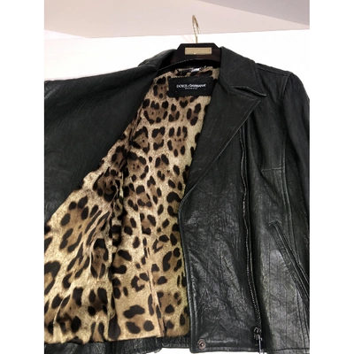 Pre-owned Dolce & Gabbana Leather Biker Jacket In Black