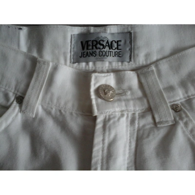 Pre-owned Versace Jeans White Cotton Trousers