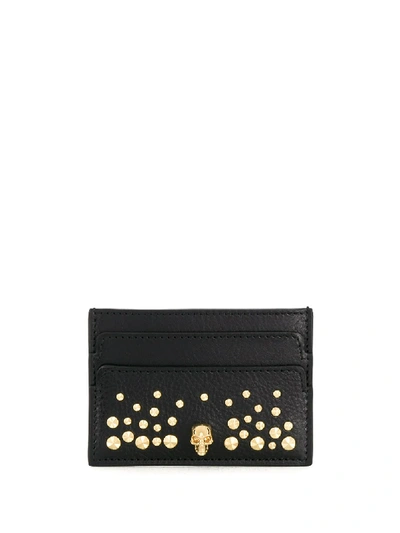 Shop Alexander Mcqueen Skull Studded Cardholder In Black