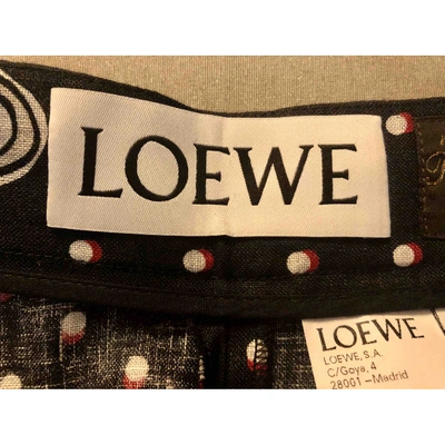 Pre-owned Loewe Linen Trousers In Navy