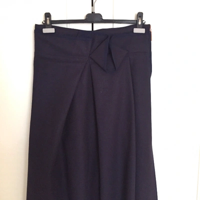 Pre-owned Avelon Wool Mid-length Skirt In Navy