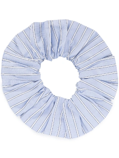 Shop Ganni Striped Print Scrunchie In Blue