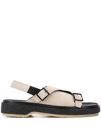 Shop Adieu Suede Slingback Sandals In Grey