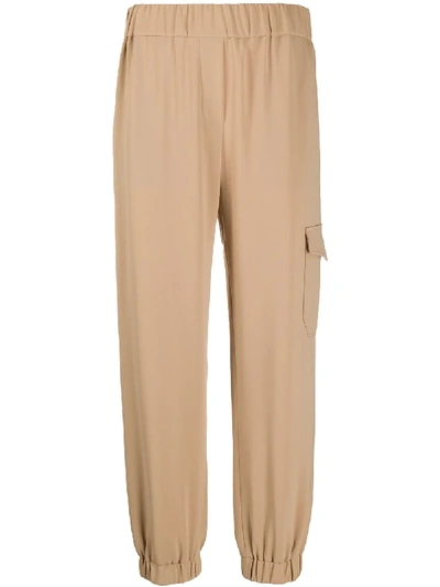 Shop Alberto Biani High-waisted Cargo Trousers In Neutrals