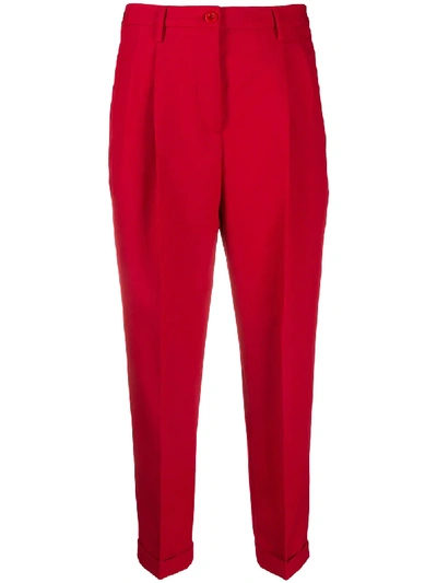 Shop Alberto Biani High-waisted Cropped Trousers In Red