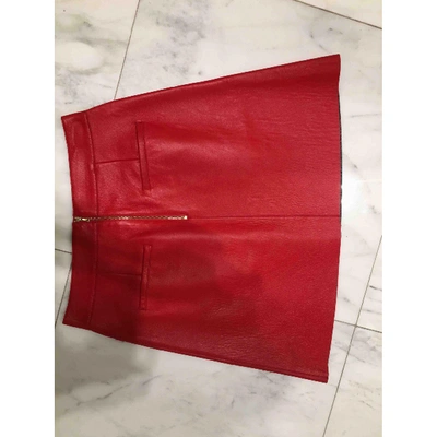 Pre-owned Marni Leather Mid-length Skirt In Red